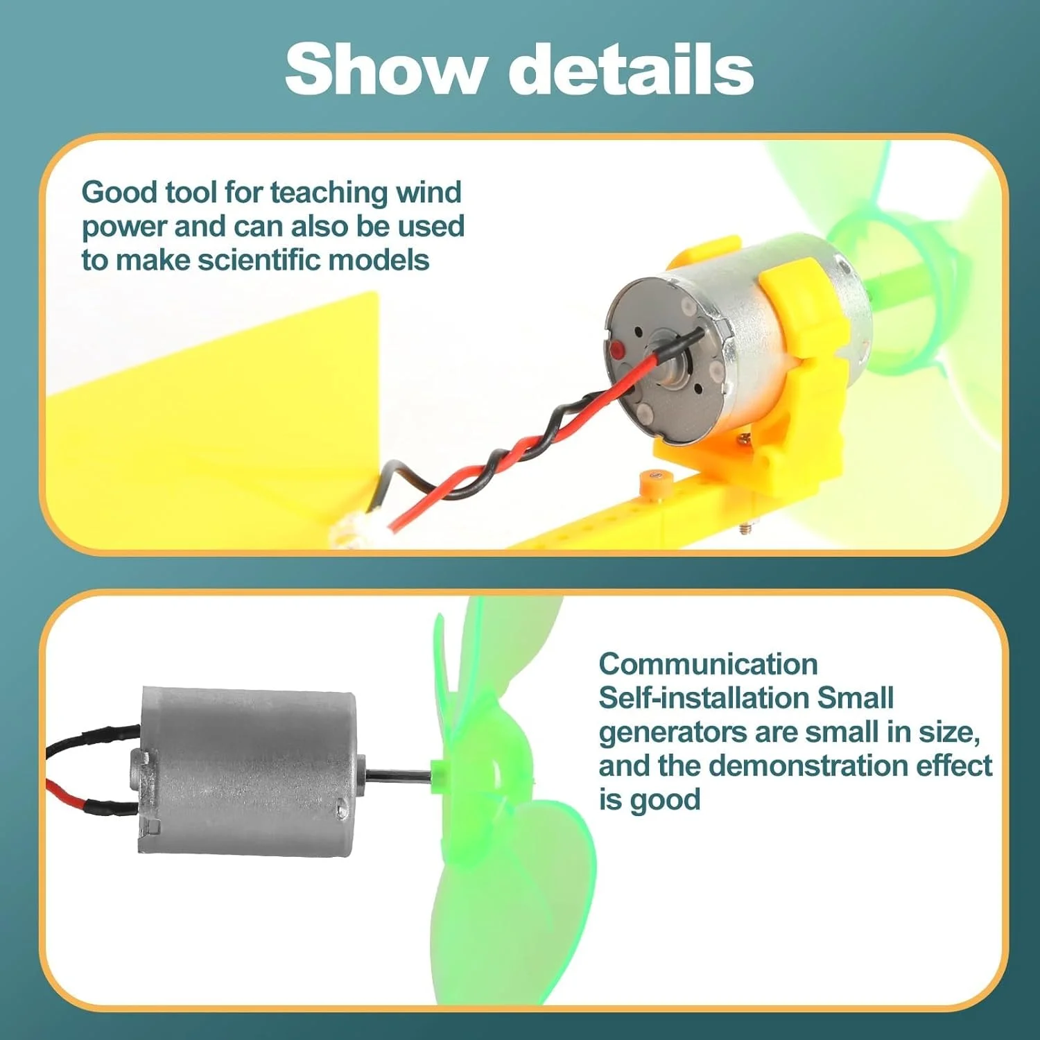ژنراتور بادی، توربین بادی اسباب بازی فن، مدل کیت آزمایش علمی آموزش میکرو موتور DC با تیغه و نگهدارنده برای پروژه های کوچک برق DIY ژنراتور بادی، توربین بادی اسباب بازی فن، مدل کیت آزمایش علمی آموزش میکرو موتور DC با تیغه و نگهدارنده برای پروژه های کوچک برق DIY