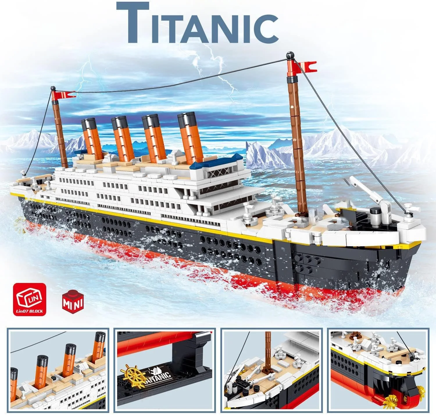 مجموعه بلوک ساختنی مدل تکنیک کشتی تایتانیک - کیت ماکت کشتی تفریحی 1288 قطعه - مدل دقیق و تاریخی قایق تایتانیک برای نمایش مجموعه بلوک ساختنی مدل تکنیک کشتی تایتانیک - کیت ماکت کشتی تفریحی 1288 قطعه - مدل دقیق و تاریخی قایق تایتانیک برای نمایش