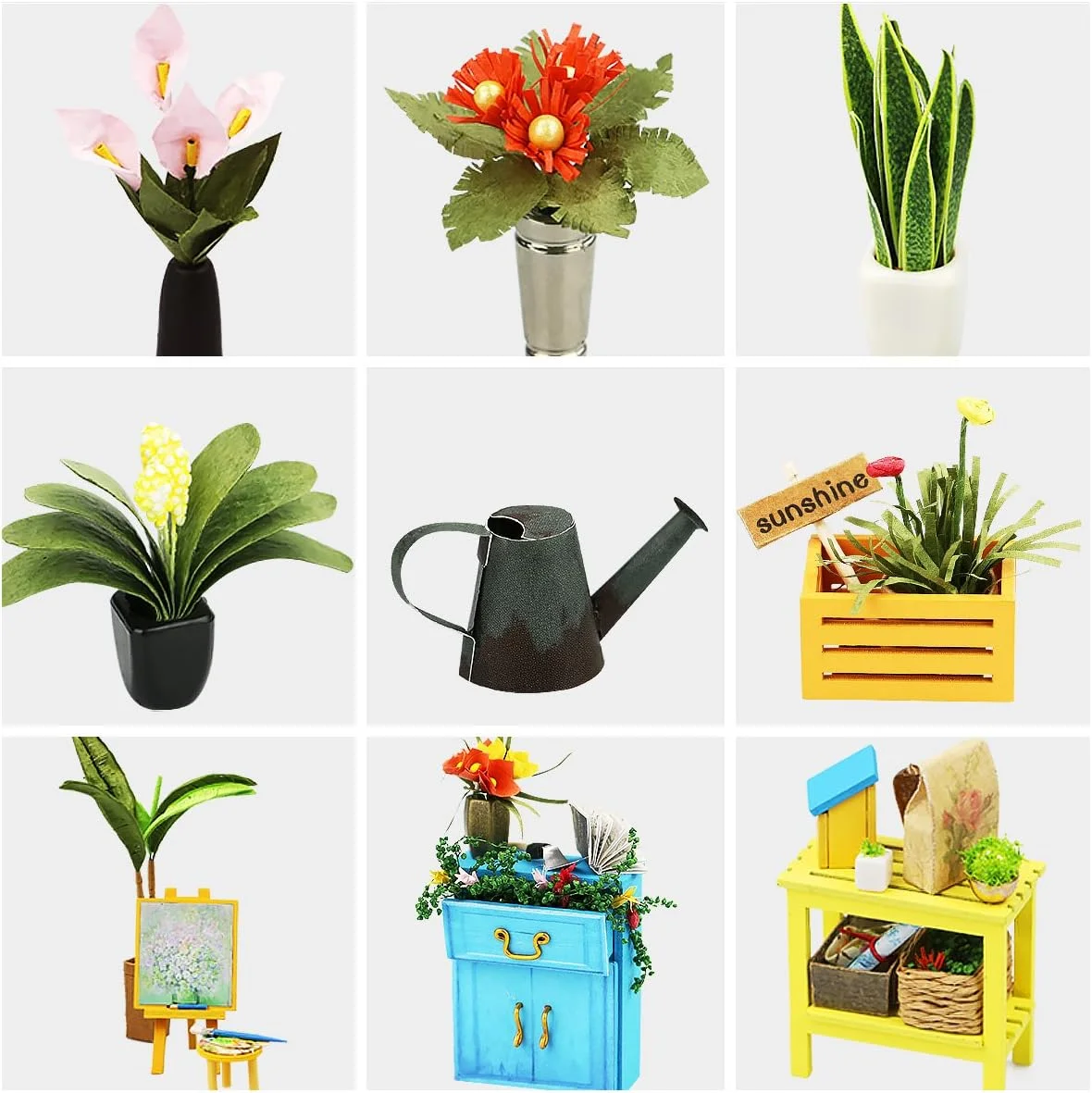 مجموعه خانه گلخانه سه بعدی DIY Robotime با نور LED، مدل مینیاتوری، صنایع دستی چوبی، پازل خانه عروسکی، هدیه چالش برانگیز