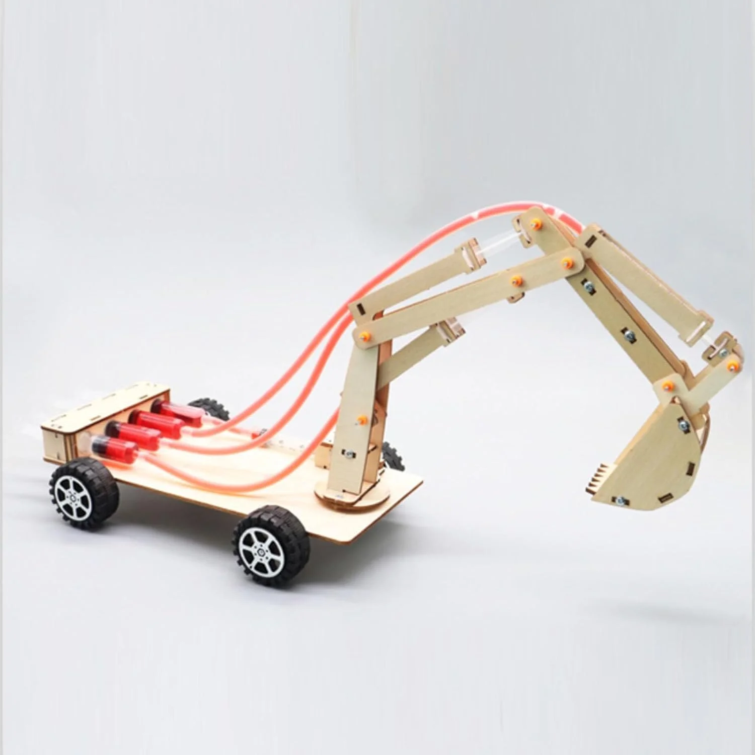 مدل بیل مکانیکی هیدرولیک، اسباب بازی چوبی STEM با سیستم هیدرولیک منحصر به فرد، مونتاژ آسان، آموزشی و سرگرم کننده، برای دانش آموزان