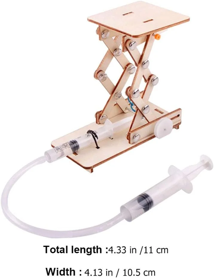 Hemobllo اسباب بازی مدل پلتفرم بالابر هیدرولیک چوبی سه بعدی پازل کودکان کیت آزمایش علمی اسباب بازی مونتاژ بازی شناختی اسباب بازی آموزشی اولیه برای کودک نوپا