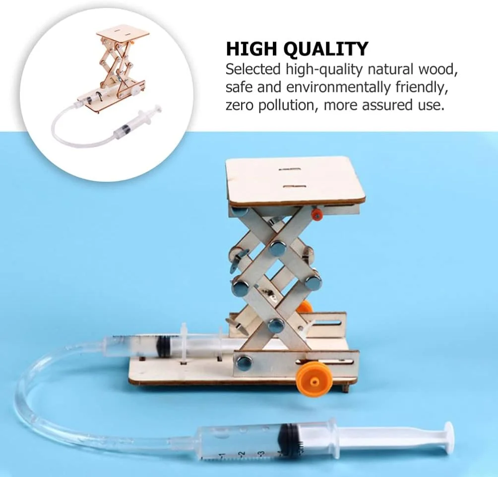 Hemobllo اسباب بازی مدل پلتفرم بالابر هیدرولیک چوبی سه بعدی پازل کودکان کیت آزمایش علمی اسباب بازی مونتاژ بازی شناختی اسباب بازی آموزشی اولیه برای کودک نوپا