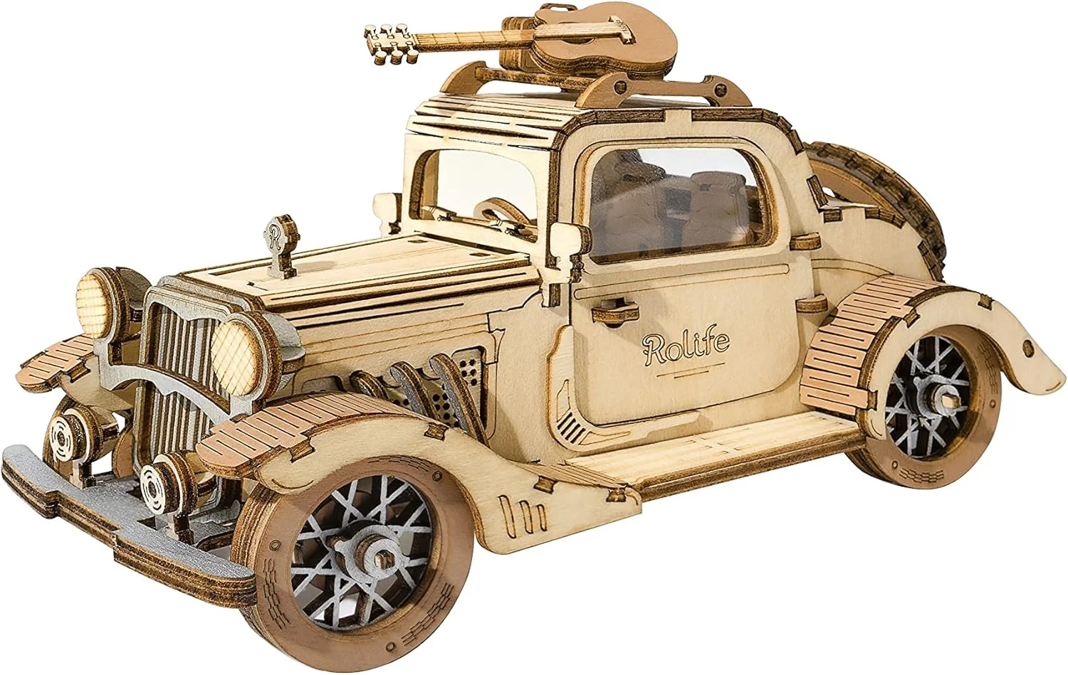 پازل چوبی سه بعدی دست ساز | کیت مدل DIY | پازل فکری | ماشین کلاسیک و قدیمی (TG504)