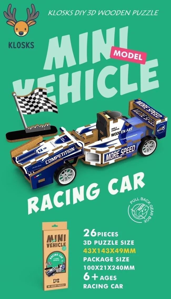 پازل سه بعدی ماشین مسابقه ای چوبی KLOSKS F1 – کیت مدل مینی خودروی خود مونتاژ با عملکرد عقب کش | اسباب بازی ساختنی و بازی 26 تکه برای کودکان و بزرگسالان | یادگیری STEM، چوب سازگار با محیط زیست | بدون نیاز به ابزار | 6 سال به بالا پازل سه بعدی ماشین مسابقه ای چوبی KLOSKS F1 – کیت مدل مینی خودروی خود مونتاژ با عملکرد عقب کش | اسباب بازی ساختنی و بازی 26 تکه برای کودکان و بزرگسالان | یادگیری STEM، چوب سازگار با محیط زیست | بدون نیاز به ابزار | 6 سال به بالا
