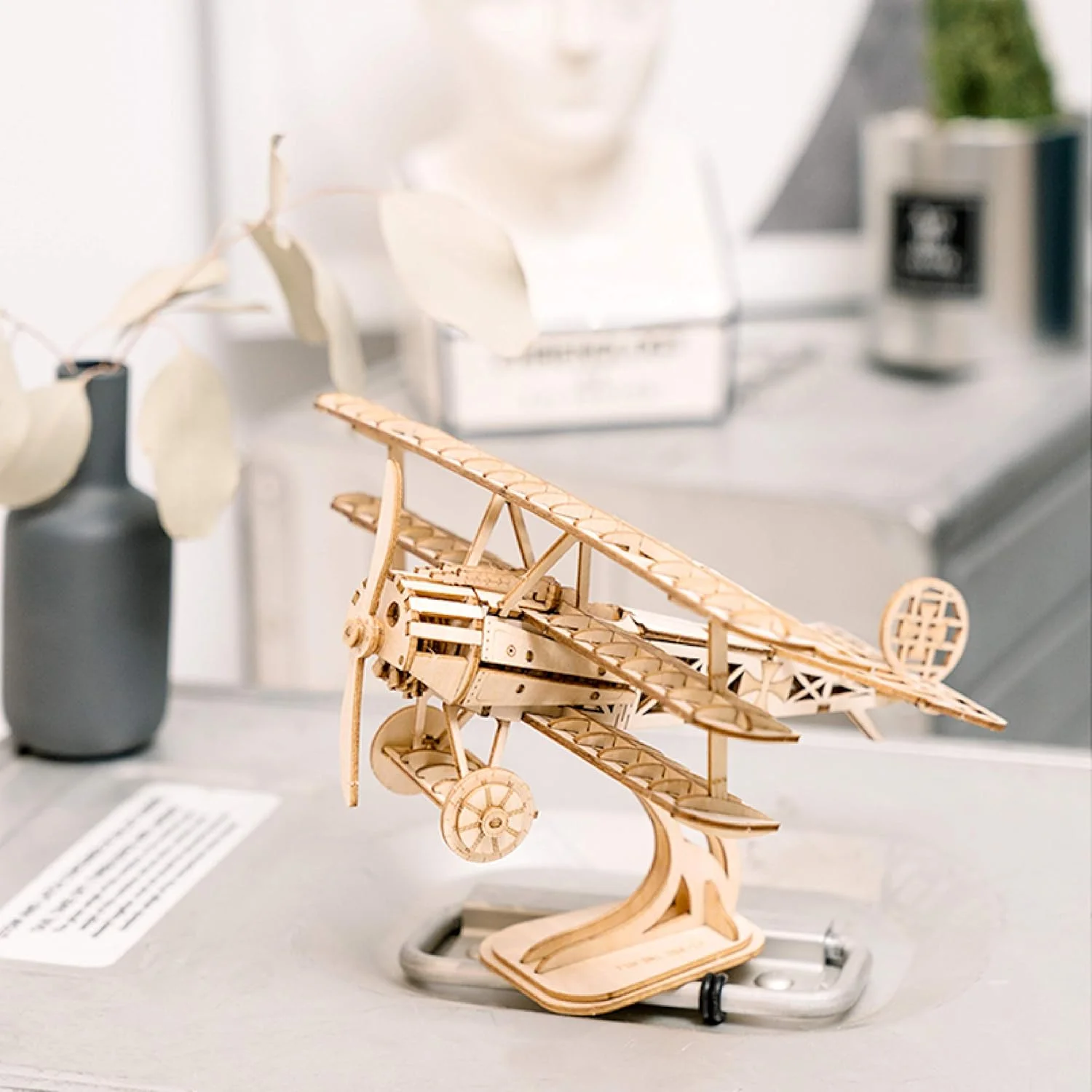 پازل چوبی سه بعدی دست ساز - مدل هواپیمای مونتاژی برش لیزری، پازل فکری، اسباب بازی آموزشی STEM برای بزرگسالان و کودکان، ساخت چوب مرغوب ایمن و غیر سمی TG301