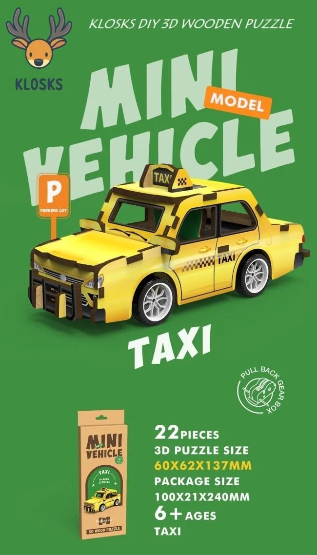 پازل سه بعدی تاکسی چوبی – مدل مینیاتوری خودروی خودساز با قابلیت عقب کشیدن | اسباب بازی ساختنی و سرگرم کننده 22 تکه برای کودکان و بزرگسالان | یادگیری STEM، چوب سازگار با محیط زیست | بدون نیاز به ابزار | 6 سال به بالا پازل سه بعدی تاکسی چوبی – مدل مینیاتوری خودروی خودساز با قابلیت عقب کشیدن | اسباب بازی ساختنی و سرگرم کننده 22 تکه برای کودکان و بزرگسالان | یادگیری STEM، چوب سازگار با محیط زیست | بدون نیاز به ابزار | 6 سال به بالا