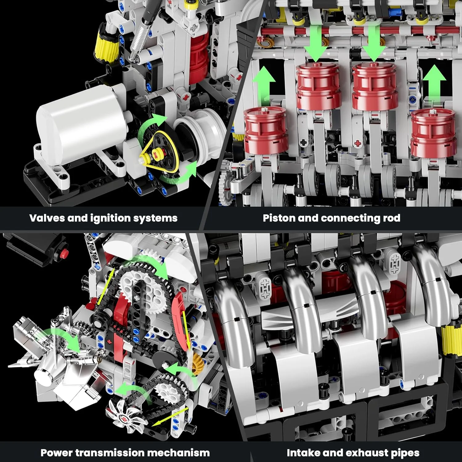 آجرهای ساخت موتور L-4 قابل مشاهده تکنیک Mould King، کیت مدل موتور دیزلی L4، کیت ساخت موتور خلاقانه 10087، مجموعه های ساخت موتور اسباب بازی STEM، هدیه ای برای کودکان 14+ و بزرگسالان (1787 قطعه)