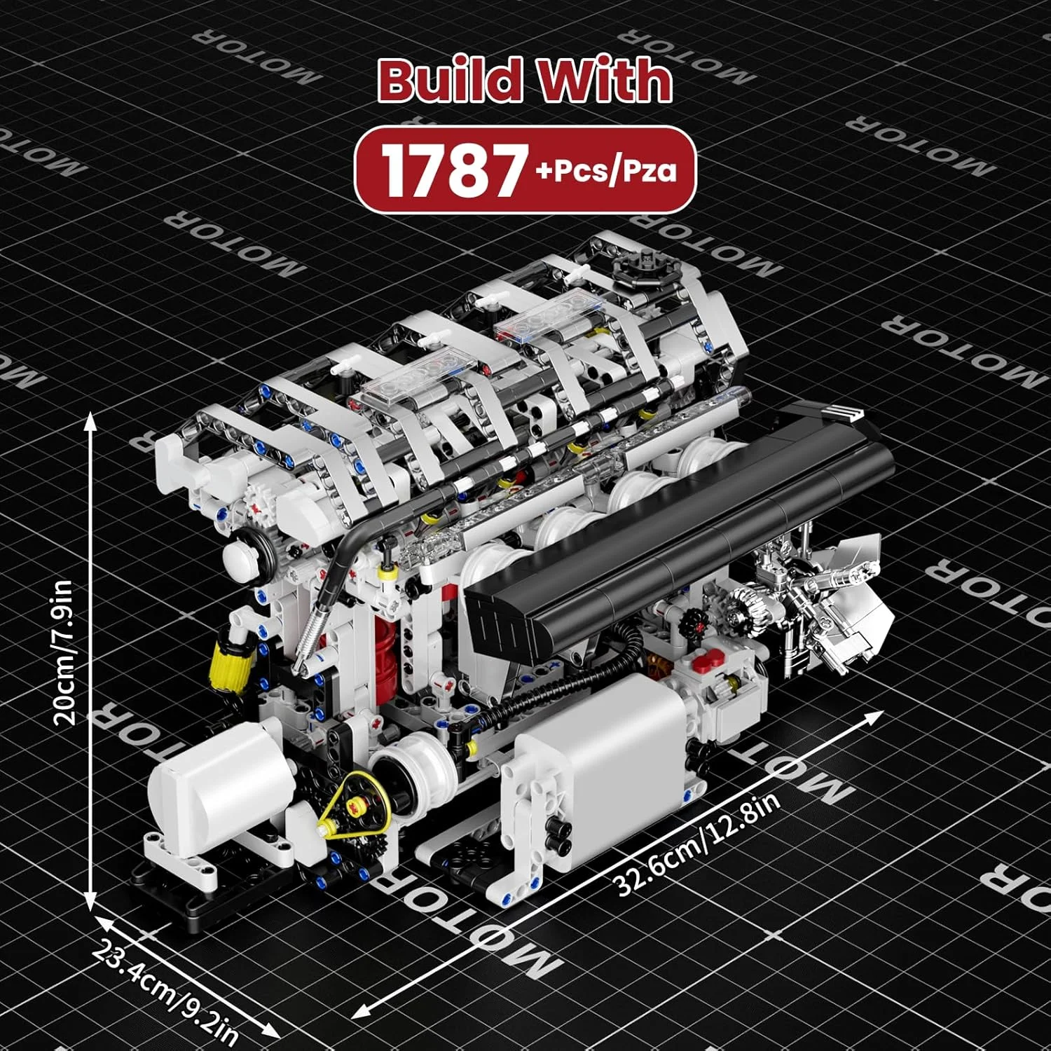 آجرهای ساخت موتور L-4 قابل مشاهده تکنیک Mould King، کیت مدل موتور دیزلی L4، کیت ساخت موتور خلاقانه 10087، مجموعه های ساخت موتور اسباب بازی STEM، هدیه ای برای کودکان 14+ و بزرگسالان (1787 قطعه)