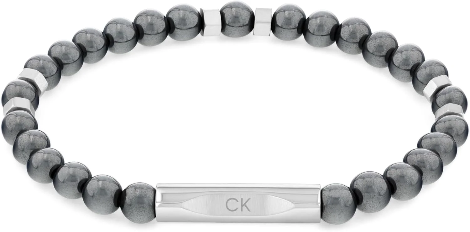دستبند کالوین Klein با مهره های تزئینی برای مردان، مجموعه MIXED BEADS - موجود با سنگ چشم ببر یا مهره های هماتیت