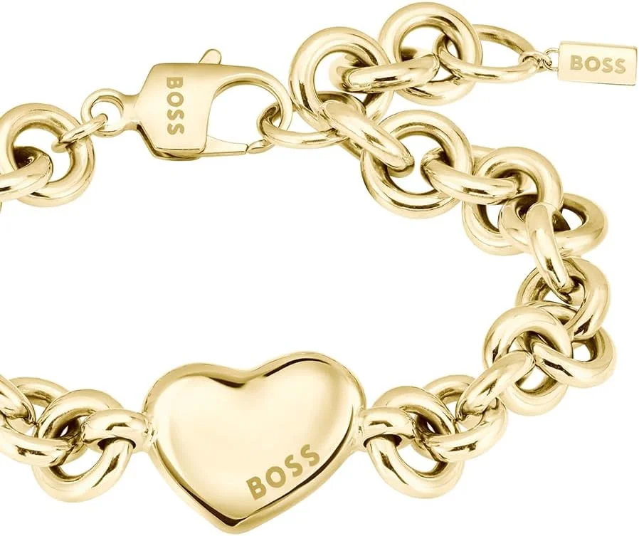 دستبند زنجیری زنانه BOSS Jewelry مدل Honey Love استیل طلایی دستبند زنجیری زنانه BOSS Jewelry مدل Honey Love استیل طلایی