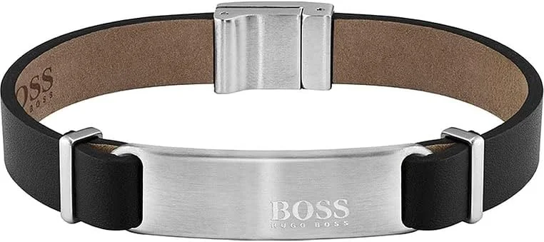 دستبند چرمی هوگو باس استیل ضد زنگ مردانه