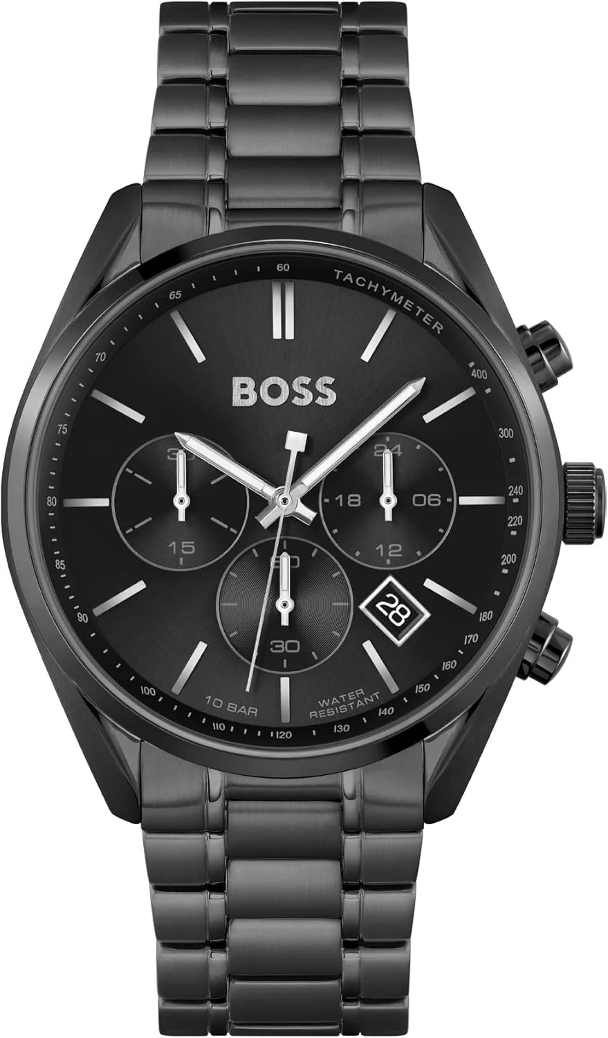 ساعت مچی مردانه کرنوگراف کوارتز BOSS با بند استیل ضد زنگ مشکی - 1513960، تمام مشکی، استیل ضد زنگ
