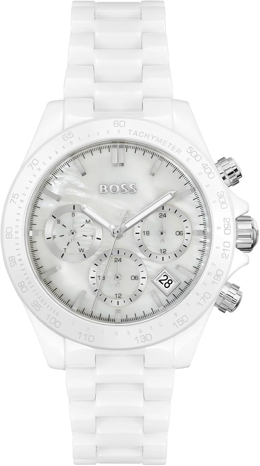 ساعت مچی آنالوگ چندکاره کوارتز زنانه با بند سرامیکی سفید - 1502630، نقره ای سفید، سرامیک