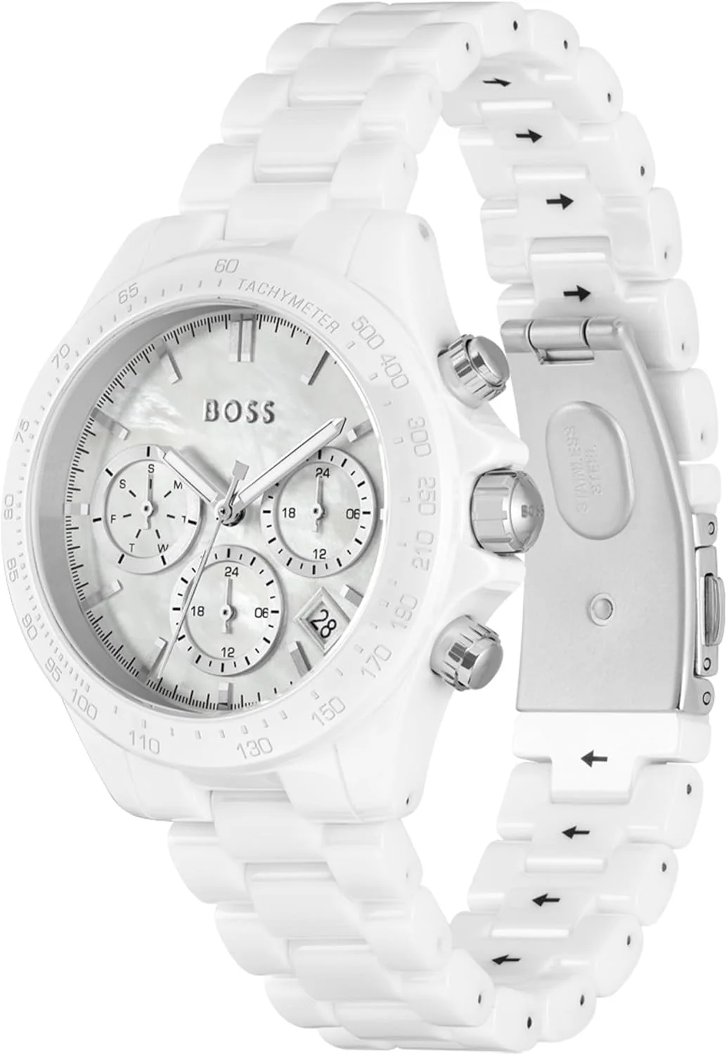 ساعت مچی آنالوگ چندکاره کوارتز زنانه با بند سرامیکی سفید - 1502630، نقره ای سفید، سرامیک ساعت مچی آنالوگ چندکاره کوارتز زنانه با بند سرامیکی سفید - 1502630، نقره ای سفید، سرامیک