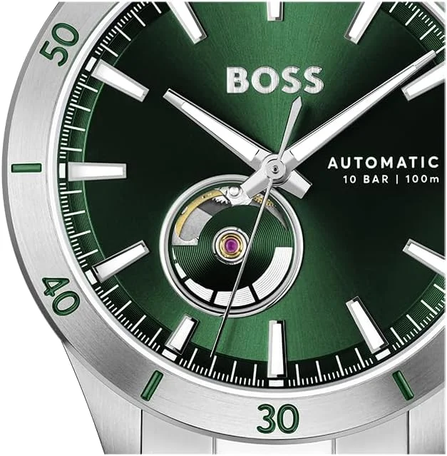 ساعت مچی مردانه اتوماتیک BOSS Troper، استیل ضد زنگ، مقاوم در برابر آب تا 100 متر - شیک و بادوام - خودکوک - هدیه برای آقایان، 43 میلی متر
