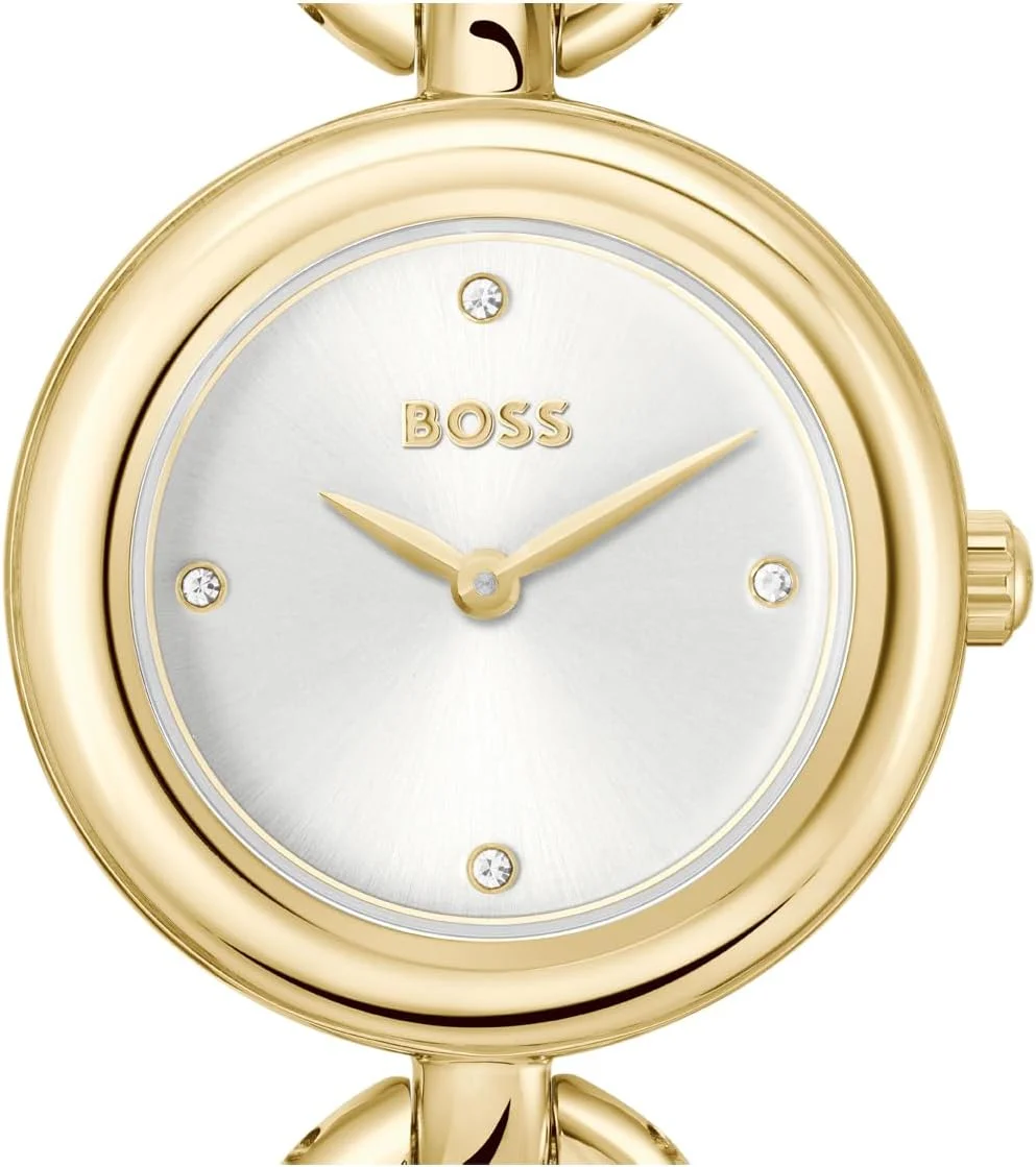 ساعت زنانه BOSS Live – بدنه استیل ضد زنگ، طراحی ظریف دو عقربه، دستبند براق، موتور کوارتز، ظرافت بی انتها برای هر مناسبت - هدیه برای او، روکش طلا