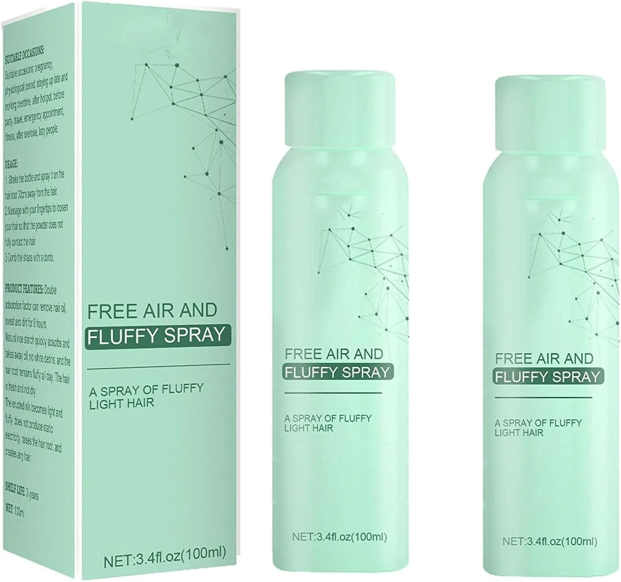 اسپری موی خشک بدون نیاز به آبکشی، کنترل چربی مو، حجم دهنده و نرم کننده مو (2 عدد) اسپری موی خشک بدون نیاز به آبکشی، کنترل چربی مو، حجم دهنده و نرم کننده مو (2 عدد)