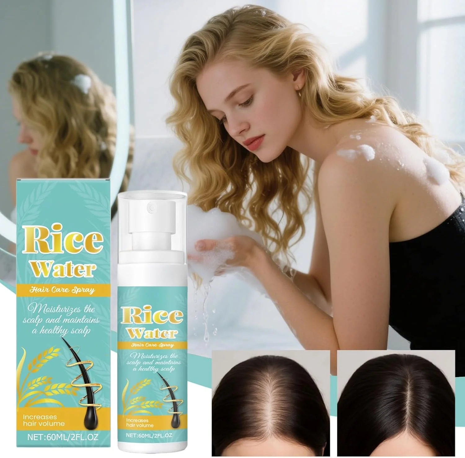 اسپری حجم دهنده موهای نازک | 60 میلی لیتر اسپری مغذی حجم دهنده | لوازم مراقبت بهداشتی برای افزایش بافت، مراقبت از ریشه، حالت دهی با سشوار، روتین روزانه، مناسبت های خاص، استفاده خانگی و پوست سر