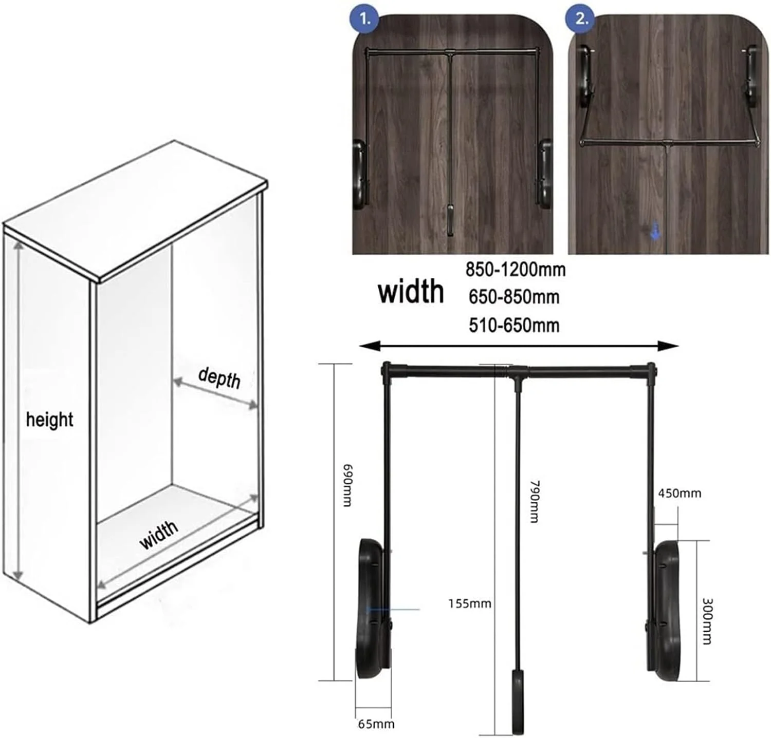 میله آویز لباس تاشو سنگین، کمد لباس قابل تنظیم با عرض متغیر، ریل کابینت جمع شونده آلومینیومی، آویز لباس بالابر قفسه مرتب سازی لباس، 51-65 سانتی متر میله آویز لباس تاشو سنگین، کمد لباس قابل تنظیم با عرض متغیر، ریل کابینت جمع شونده آلومینیومی، آویز لباس بالابر قفسه مرتب سازی لباس، 51-65 سانتی متر