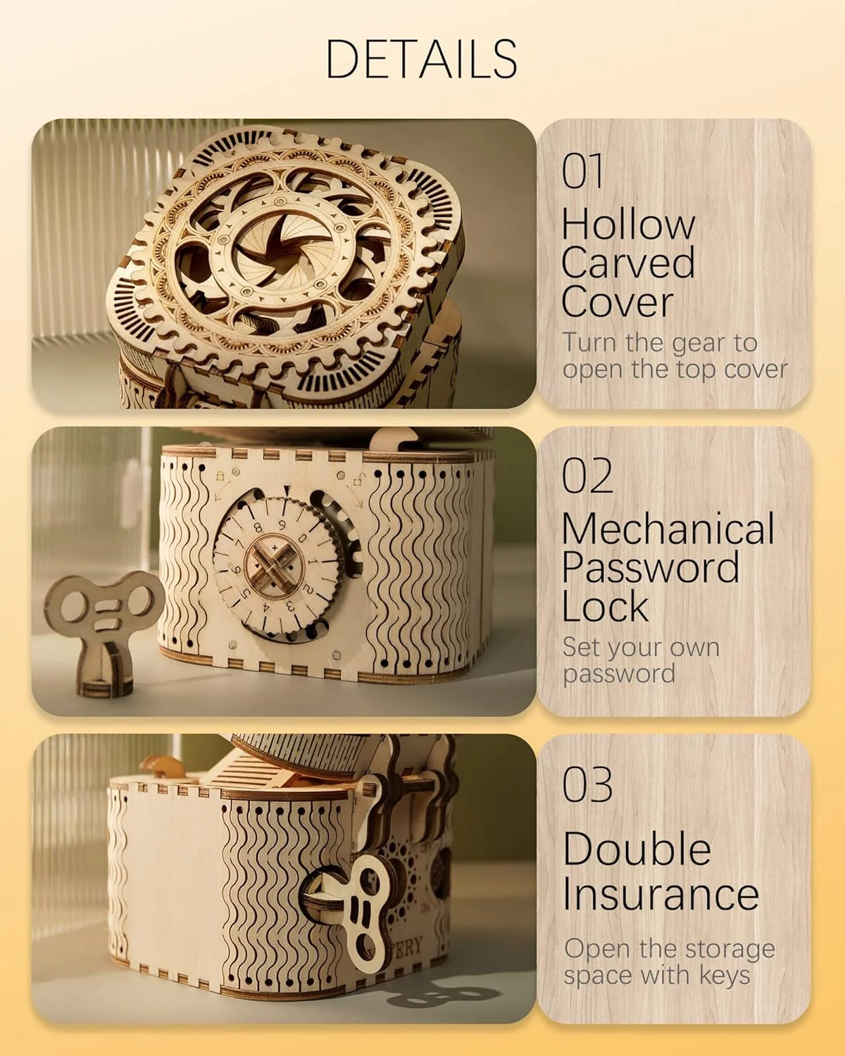 ROKR پازل چوبی سه بعدی مونتاژ، جعبه گنج اسباب بازی سرگرم کننده و خلاقانه، مدل مهندسی مکانیک، اسباب بازی آموزشی، هدیه تولد برای بزرگسالان و کودکان 14 سال به بالا ROKR پازل چوبی سه بعدی مونتاژ، جعبه گنج اسباب بازی سرگرم کننده و خلاقانه، مدل مهندسی مکانیک، اسباب بازی آموزشی، هدیه تولد برای بزرگسالان و کودکان 14 سال به بالا