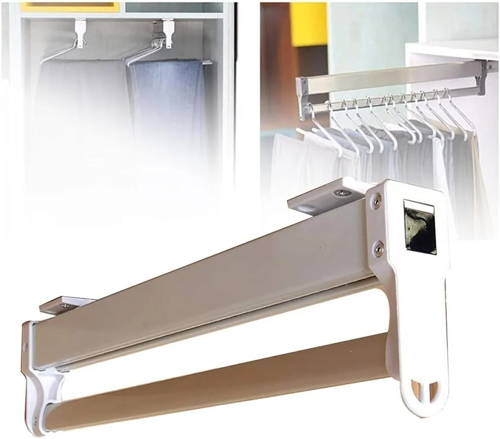 ریل لباس قابل تنظیم 35-60 سانتی متر، قفسه خشک کن تاشو، کمد صرفه جویی در فضا برای روسری، شلوار جین، حوله، کراوات - راه حل نگهداری چند منظوره خانگی، 600 میلی متر