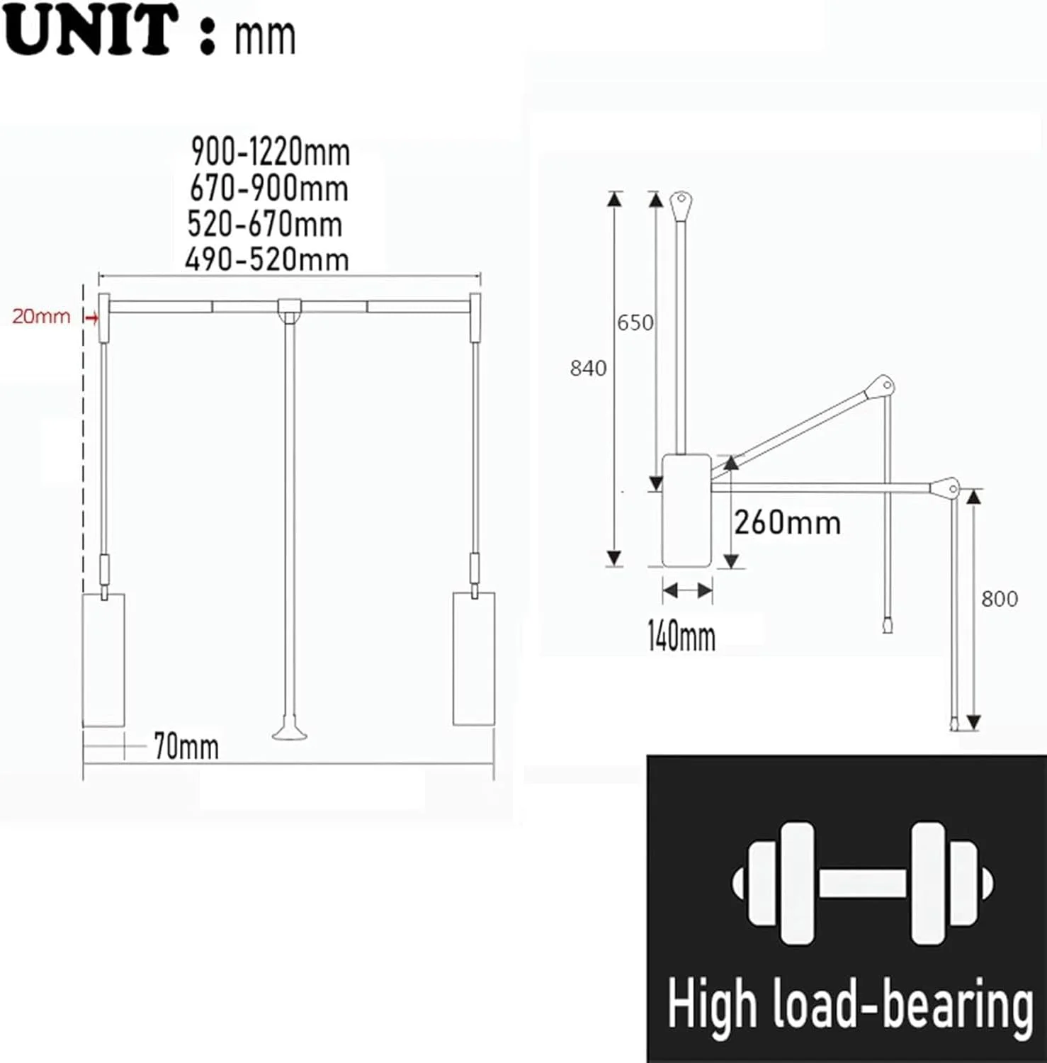 میله آویز لباس تاشو کمد، میله آویز لباس بالابر، رگال لباس با عرض قابل تنظیم، رگال آویز لباس برای آویزان کردن لباس، ریل آویز برای کابینت با برگشت نرم، 900-1220 میلی متر میله آویز لباس تاشو کمد، میله آویز لباس بالابر، رگال لباس با عرض قابل تنظیم، رگال آویز لباس برای آویزان کردن لباس، ریل آویز برای کابینت با برگشت نرم، 900-1220 میلی متر