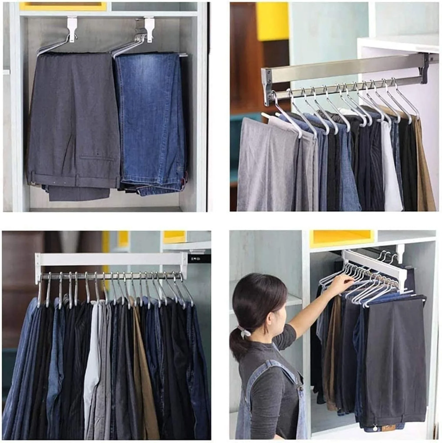 ریل آویز لباس کشویی قابل تنظیم - 2 ریل کشویی قابل افزایش 30-80 سانتی متر با روکش فولادی 201 مناسب برای مرتب سازی کمد، میله کمد لباس 55 سانتی متری ریل آویز لباس کشویی قابل تنظیم - 2 ریل کشویی قابل افزایش 30-80 سانتی متر با روکش فولادی 201 مناسب برای مرتب سازی کمد، میله کمد لباس 55 سانتی متری