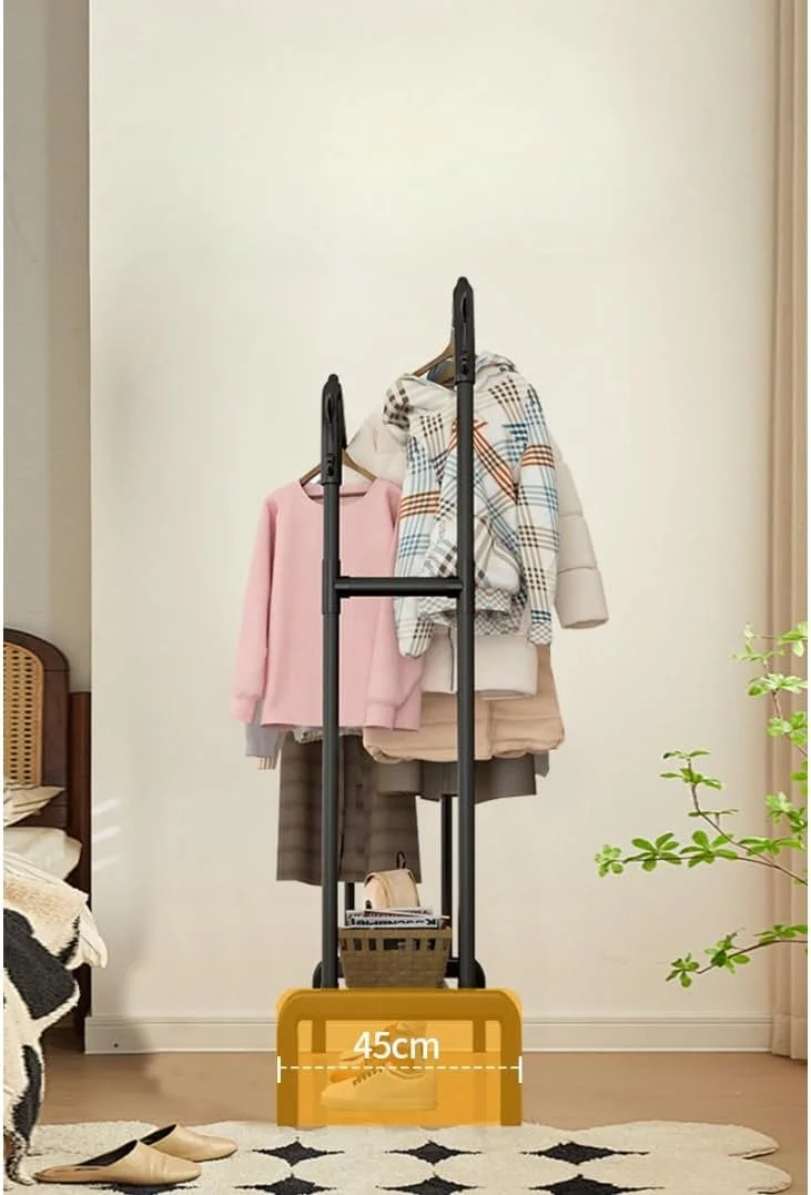 آویز لباس ایستاده آیووانتو، دو میله، طراحی مدرن و ساده، مناسب برای نگهداری لباس و خشک کردن (۱۵۰ * ۴۵ * ۱۱۰ سانتی متر)