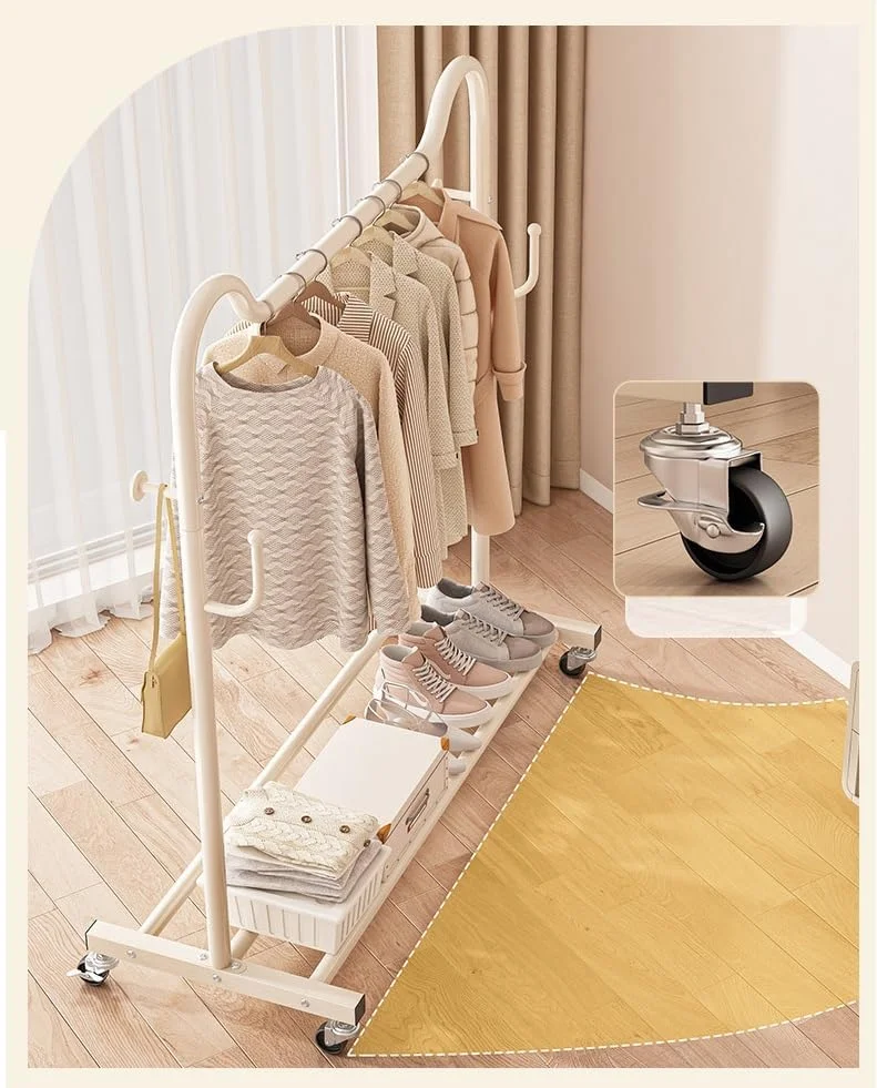 رگال لباس 150 سانتی‌متری Aiwanto با طراحی گوش گربه، مناسب منزل، اداره و اتاق خواب، رگال فلزی سنگین با چرخ و 4 آویز، برای آویزان کردن لباس، کت، پیراهن، پلیور و دامن (مشکی)