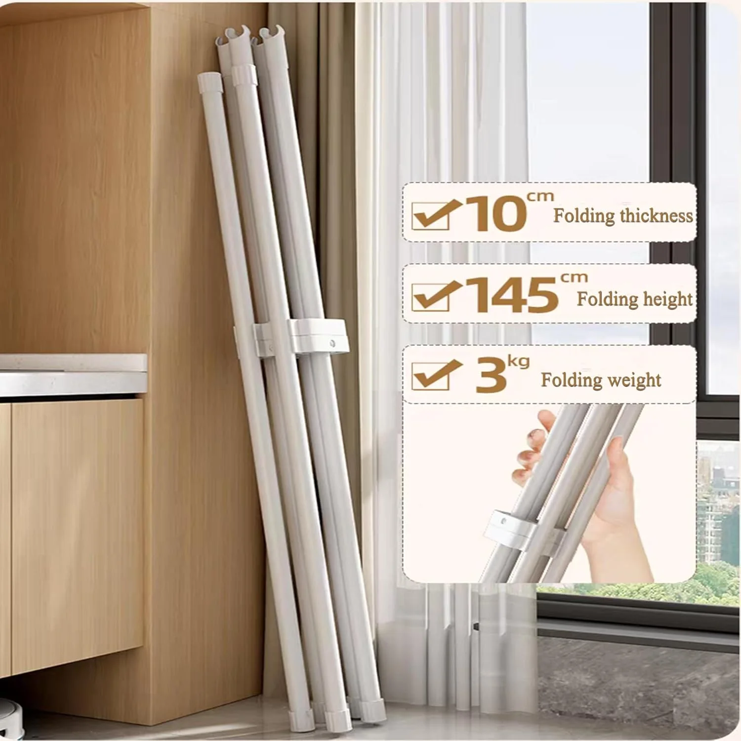 رخت آویز تاشو، پایه آویز لباس، ریل لباس، قفسه خشک کن لباس قابل حمل و صرفه جویی در فضا (سفید) رخت آویز تاشو، پایه آویز لباس، ریل لباس، قفسه خشک کن لباس قابل حمل و صرفه جویی در فضا (سفید)