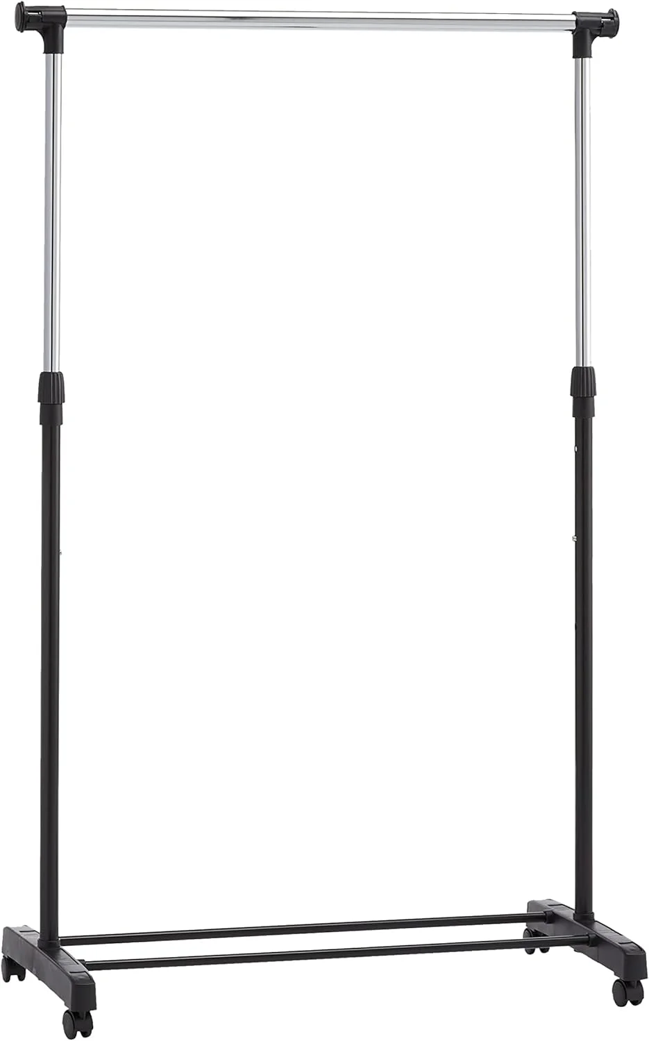 ریل لباس چرخ دار آمازون بیسیکس، کروم، 91.5-145 سانتی متر x 42 سانتی متر x 134-161 سانتی متر