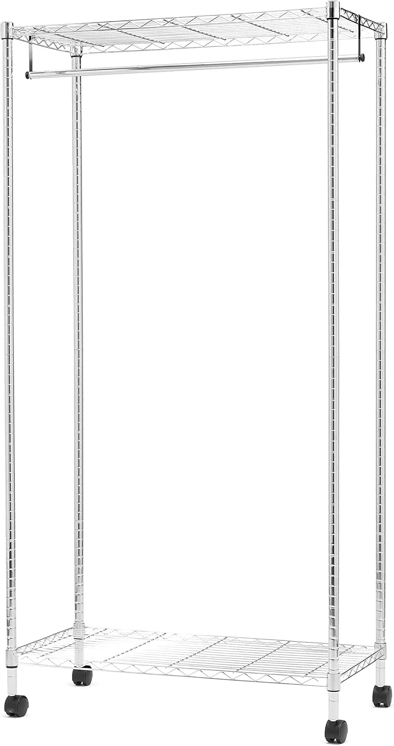 رگال لباس آمازون بیسیکس با قفسه های بالا و پایین، کروم، 89x44x179 سانتی متر