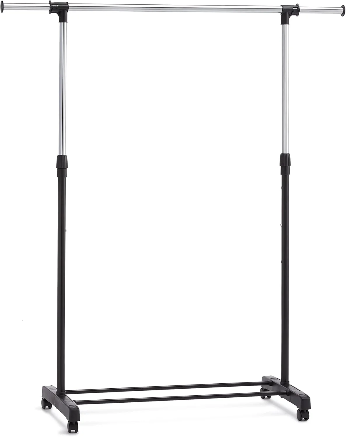 ریل لباس چرخ دار آمازون بیسیکس، کروم، 91.5-145 سانتی متر x 42 سانتی متر x 134-161 سانتی متر