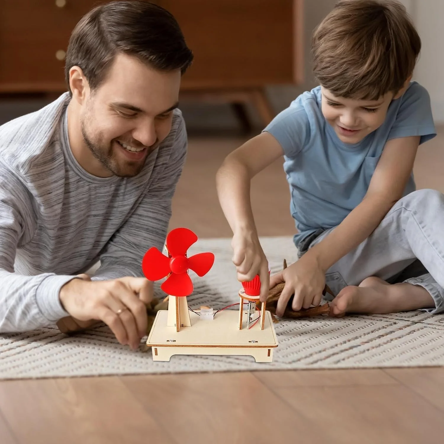 اسباب بازی تولید کننده دستی کیت علمی، لامپ پازل آزمایش فیزیک، کیت تولید کننده توربین بادی مدل چوبی کیت آموزشی تولید برق برای کودکان