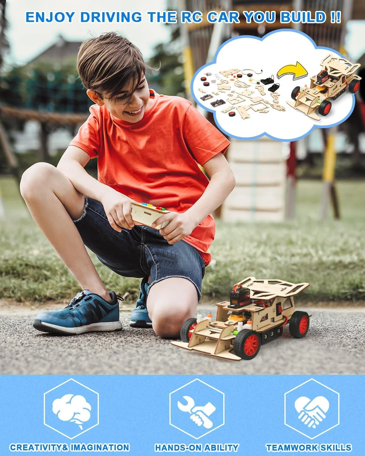 کیت آزمایش علمی ماشین کنترلی چوبی، ساخت مدل ماشین کنترلی، پازل های سه بعدی چوبی، پروژه های آموزشی علمی، هدایایی برای پسران و دختران نوجوان 8، 9، 10، 11، 12، 13 ساله