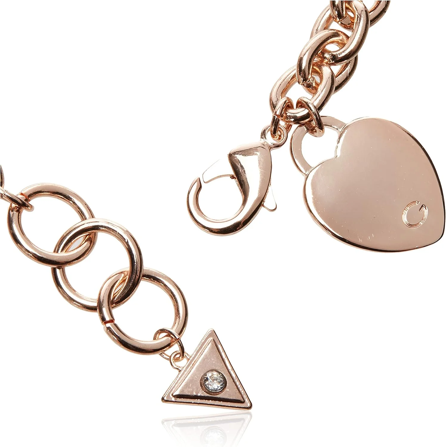 دستبند پیوندی قلب با لوگوی اصلی "G" گس، تک سایز، رنگ نقره ای