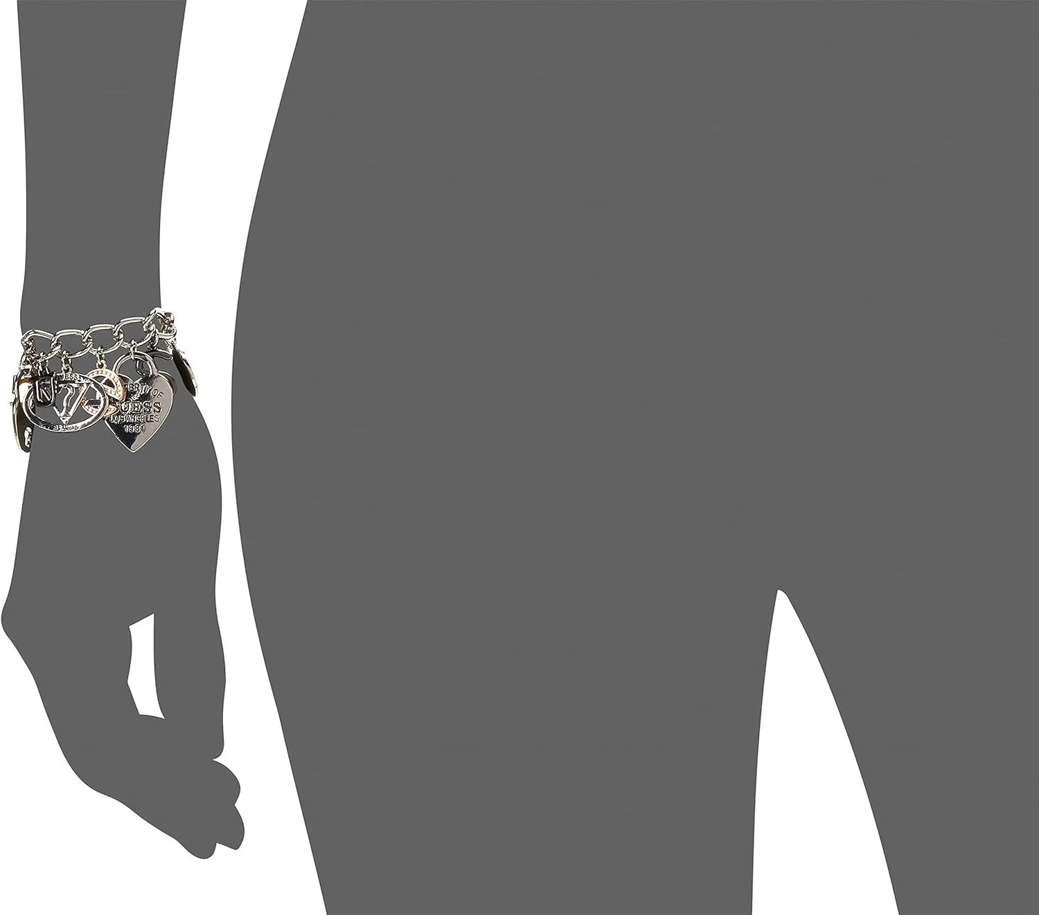 دستبند آویز لوگو GUESS با قفل T، تک سایز، پایه