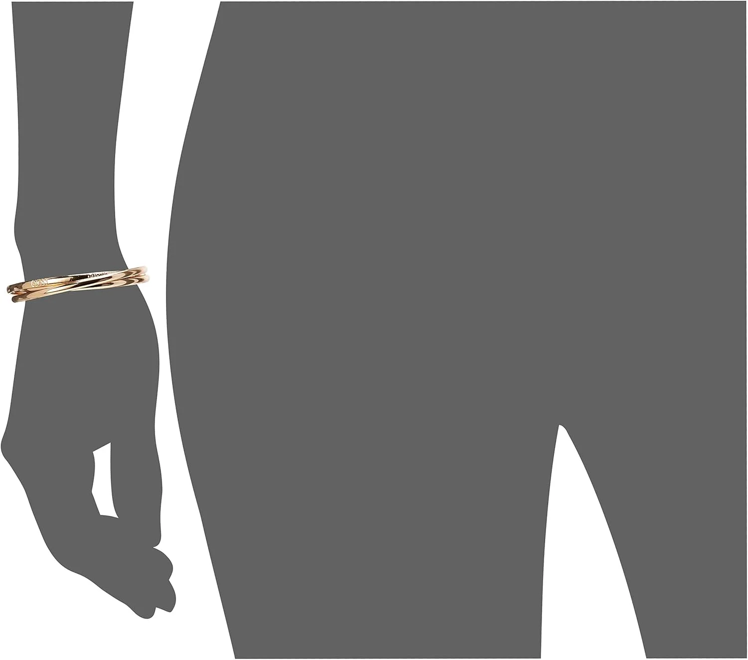 دستبند النگویی سه تکه در هم قفل شونده طلایی "GUESS Basic"، سایز واحد، فلزی، بدون سنگ قیمتی