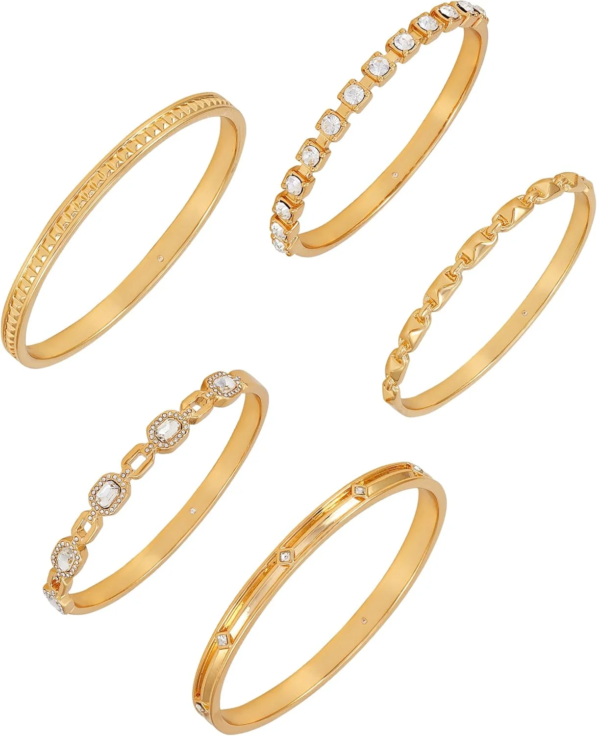 ست دستبند النگویی 5 تکه نگین دار طلایی گس