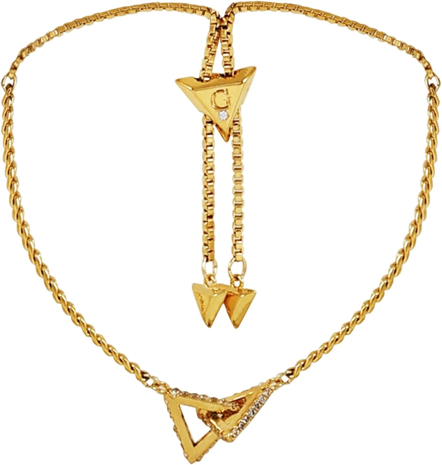 دستبند کشویی زنانه نگین دار طلایی GUESS ECO