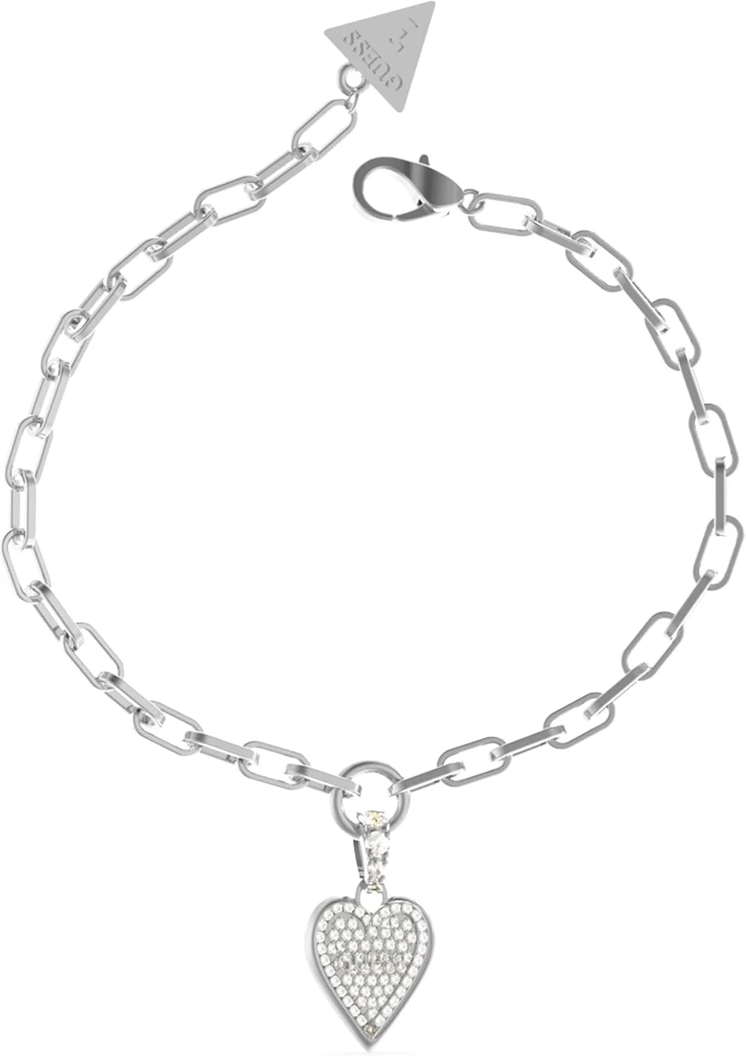 دستبند قلب نگین دار زنانه گس مدل Love Me Tender، نقره ای
