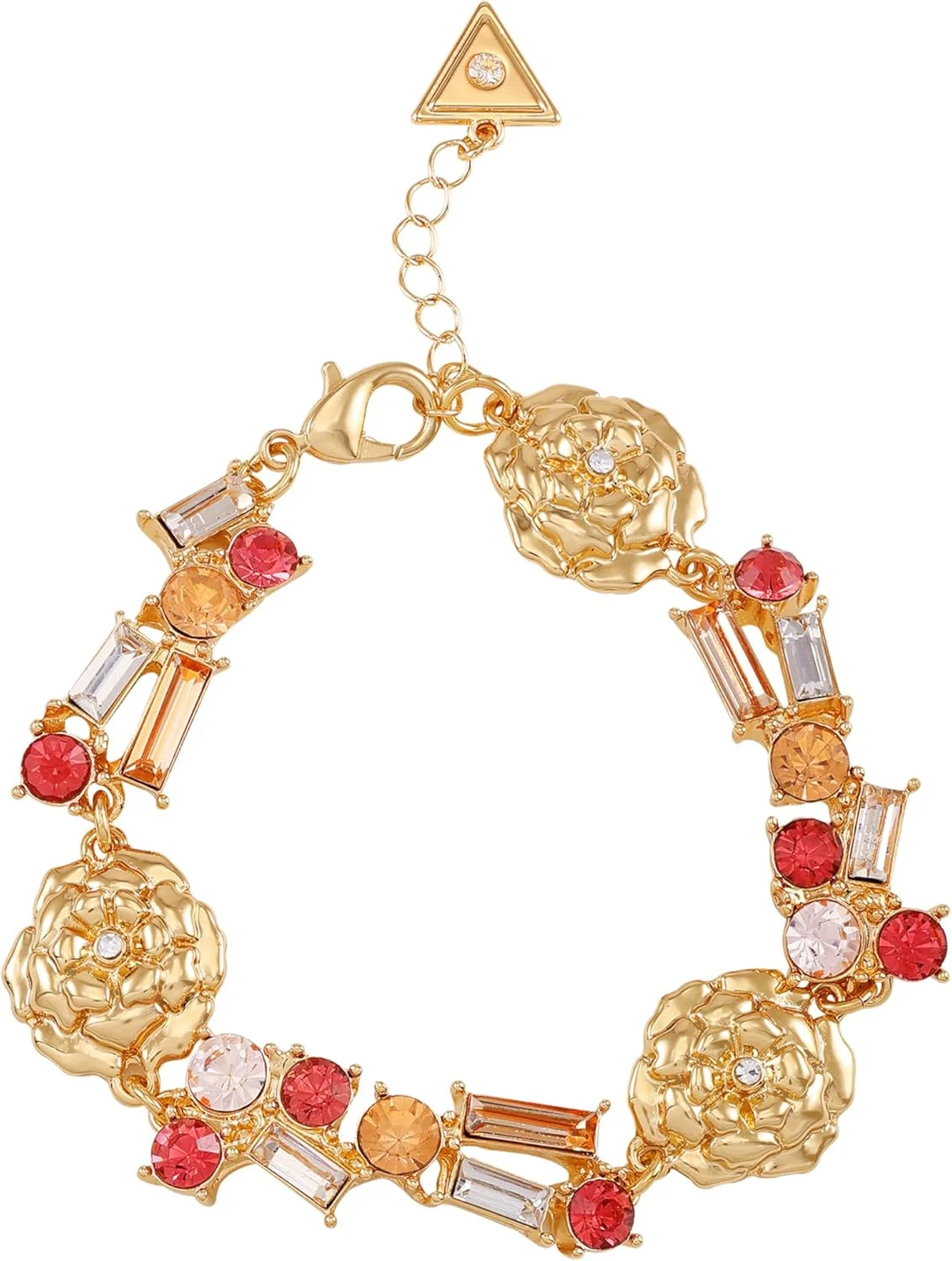 دستبند نگین دار گلدتُن GUESS با کریستال های هلویی رنگ