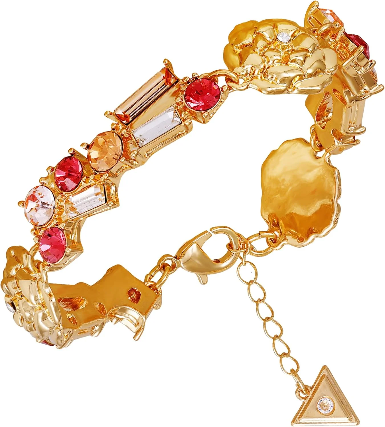 دستبند نگین دار گلدتُن GUESS با کریستال های هلویی رنگ