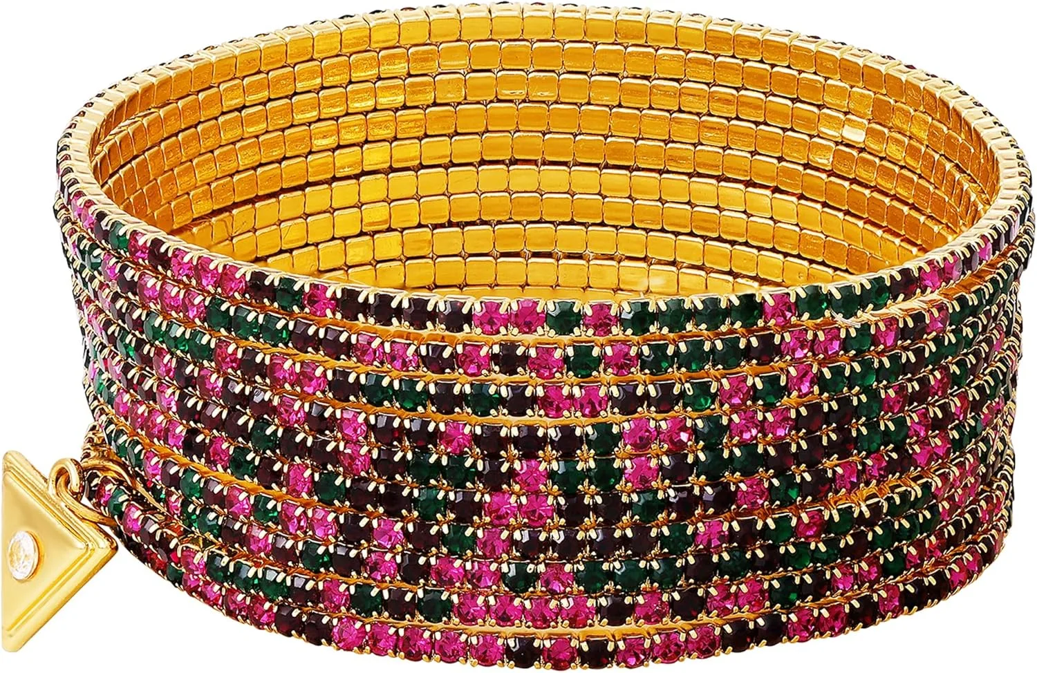 ست دستبند کشی ۱۰ تکه طلایی رنگارنگ GUESS