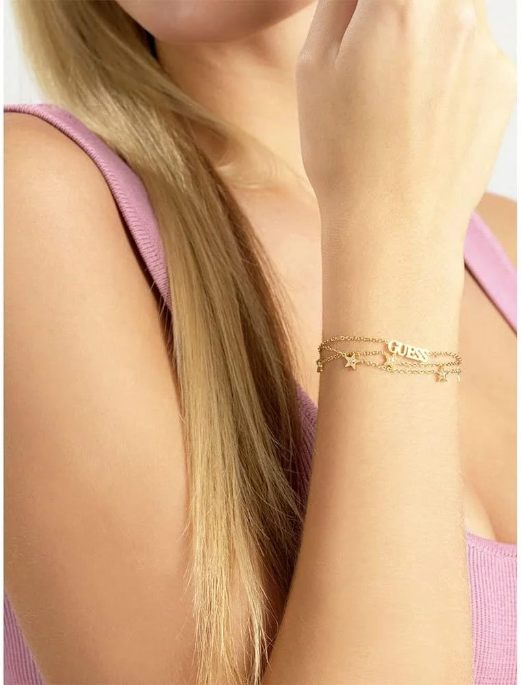 دستبند چند زنجیره ای با لوگو و ستاره های گس