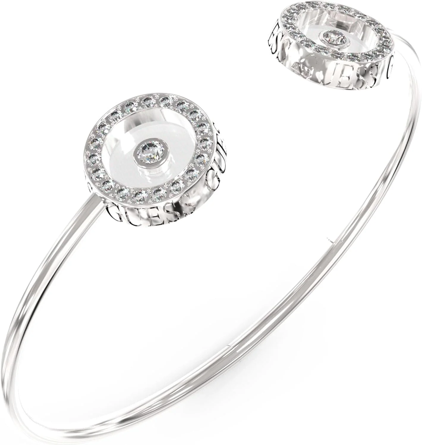 دستبند النگویی انعطاف پذیر دایره ای نگین دار نقره ای زنانه گس - ژوئن 2023