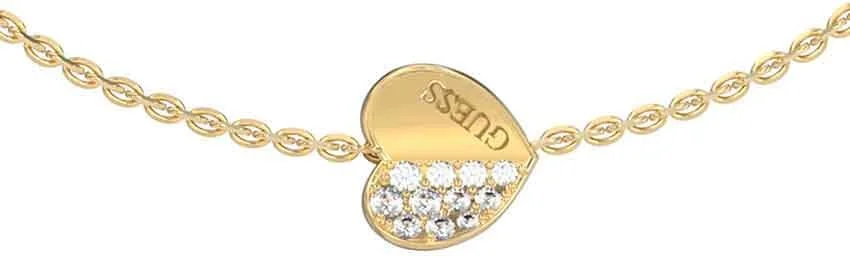 دستبند زنانه گس مدل ساده و آویز قلب نگین دار طلایی SS2023 دستبند زنانه گس مدل ساده و آویز قلب نگین دار طلایی SS2023