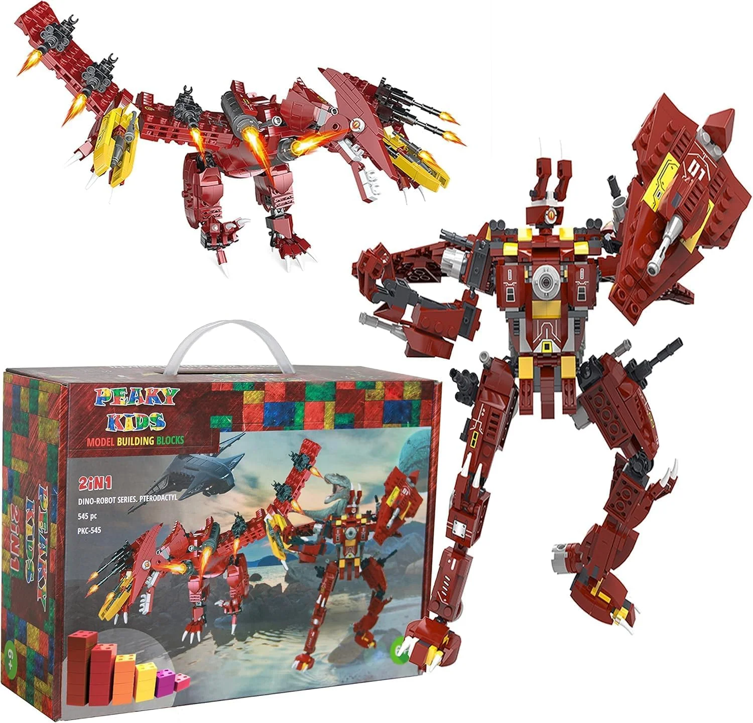 مجموعه بلوک های ساختمانی مدل تغییر شکل دهنده، اسباب بازی های دایناسوری تغییر شکل دهنده برای پسران، کیت های ساخت سه بعدی، اسباب بازی های آموزشی ساخت و ساز، هدیه عید برای پسران