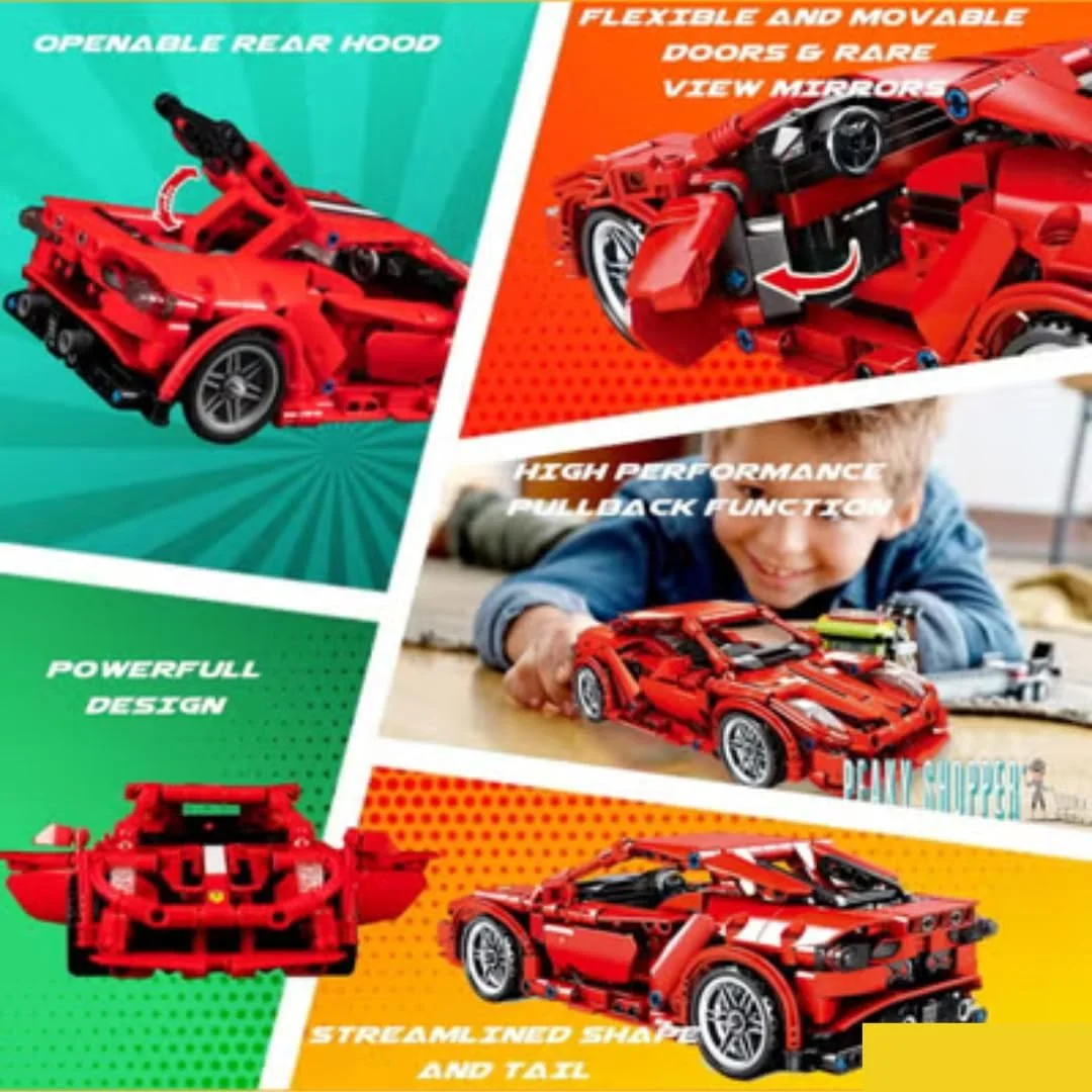 مدل ترنسفورمر ماشین مسابقه ای، بلوک های ساختنی، مجموعه آجرهای ساختنی، مدل سه بعدی، اسباب بازی آموزشی و مهندسی، هدیه عید برای پسران