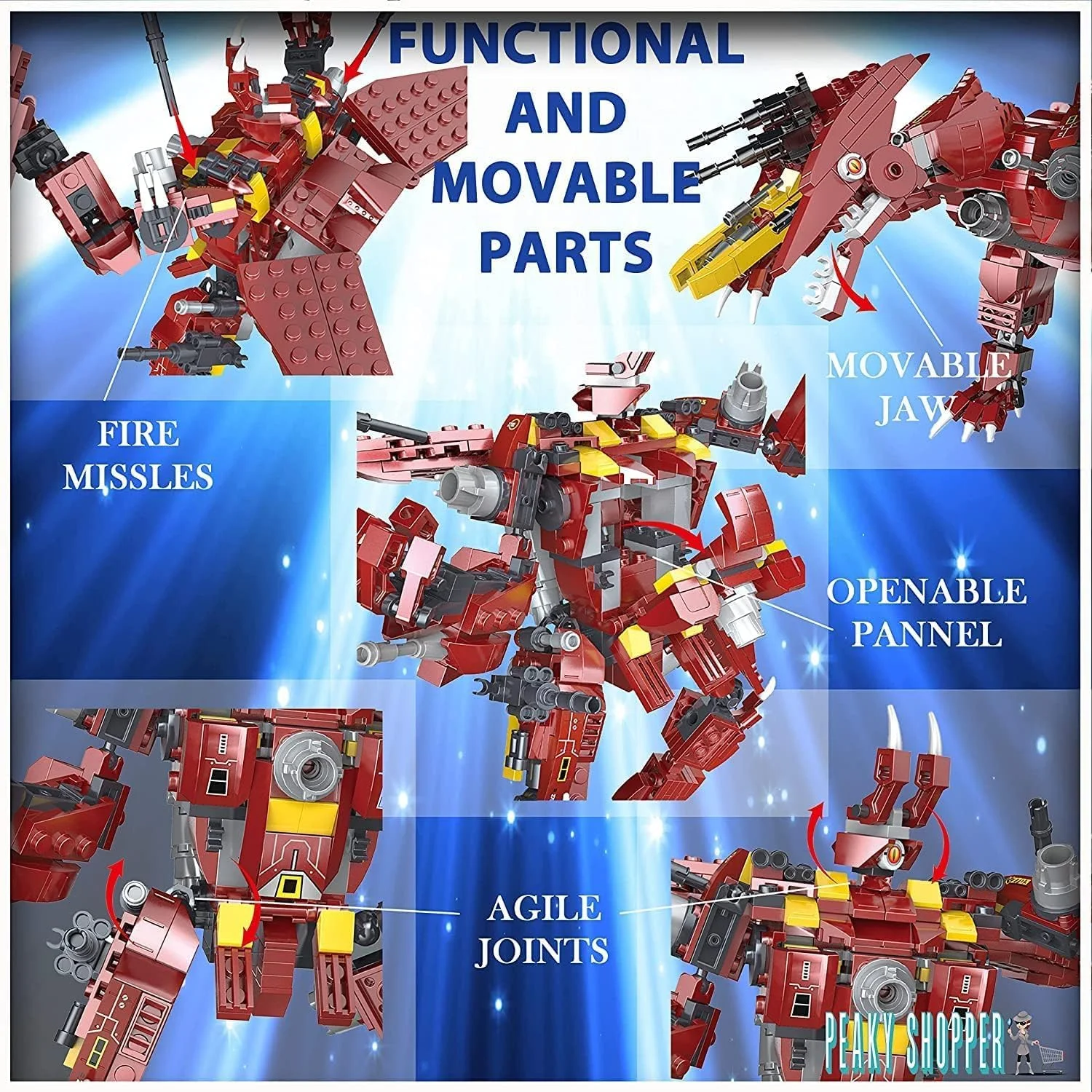 مجموعه بلوک های ساختمانی مدل تبدیل شونده، اسباب بازی های دایناسوری تبدیل شونده برای پسران، کیت های ساخت سه بعدی، اسباب بازی های آموزشی ساخت و ساز، هدیه عید برای پسر مجموعه بلوک های ساختمانی مدل تبدیل شونده، اسباب بازی های دایناسوری تبدیل شونده برای پسران، کیت های ساخت سه بعدی، اسباب بازی های آموزشی ساخت و ساز، هدیه عید برای پسر